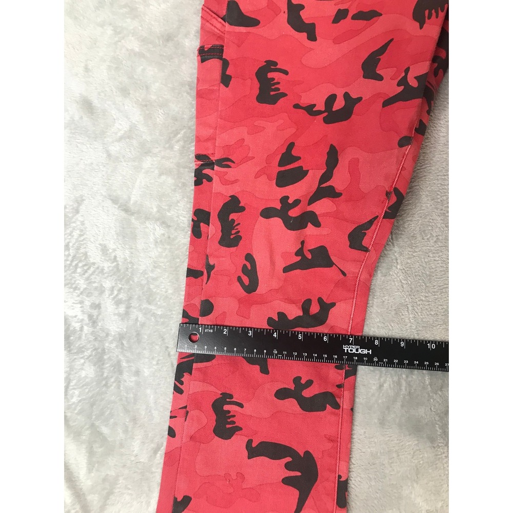 Valabasas Red Camo Carpenter Jeans Mens Flare Leg Raw Hem Streetwear Denim 35x39 - Picture 7 of 16